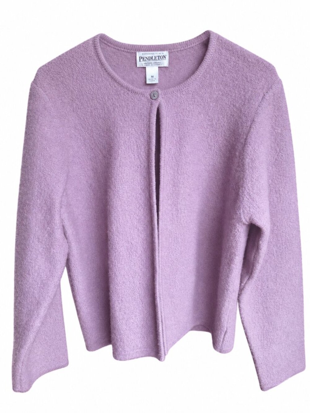 Pendleton Sz L 100% Wool Lavender Cardigan Sweater Cottagecore Preppy